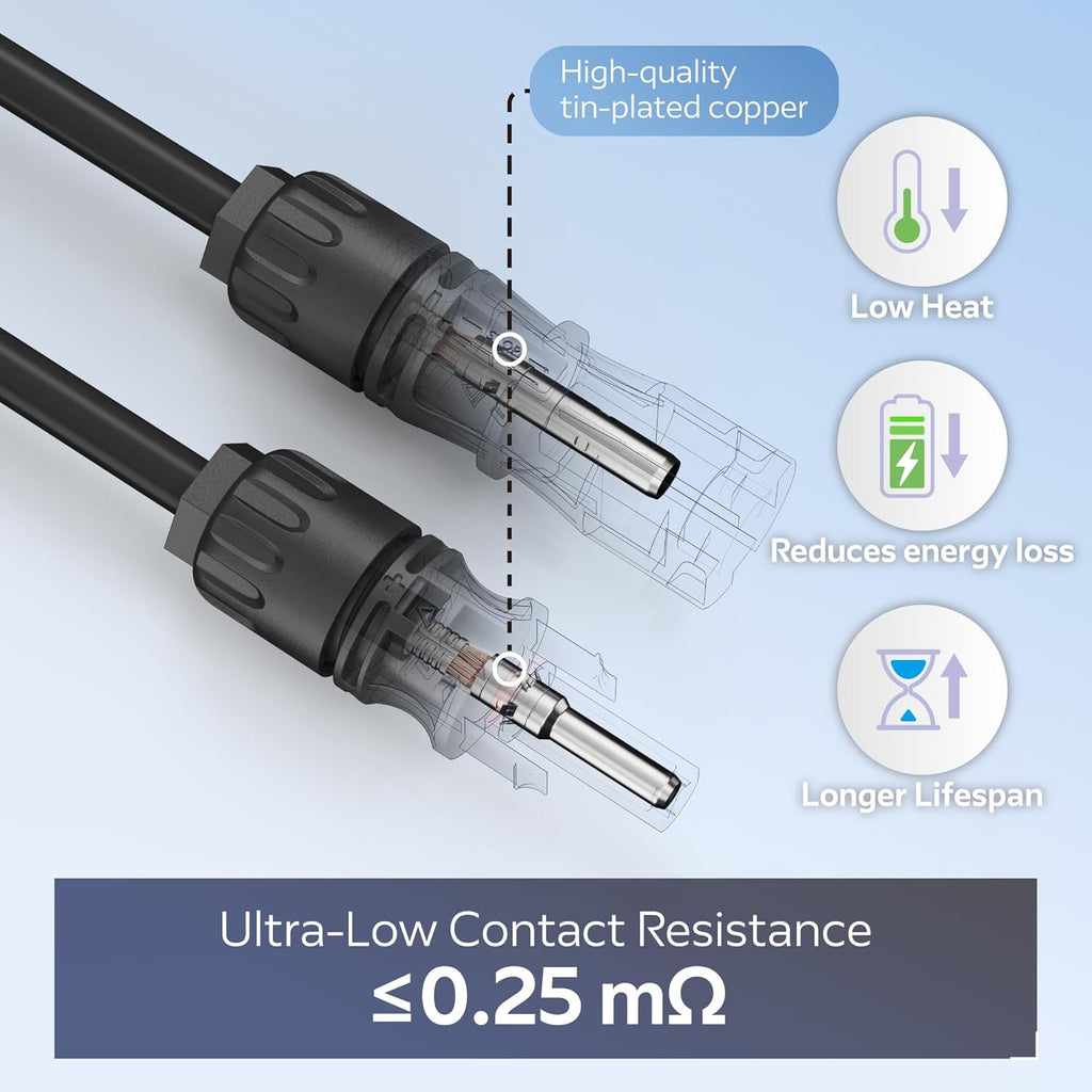 CHINT 8AWG Solar Panel Connectors 1500V DC 70A, TÜV Certified Heavy Duty MC4-Compatible Solar Cable Connectors for