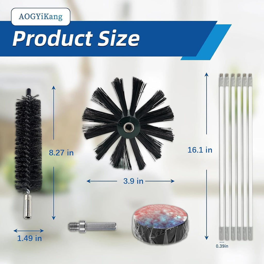 30 Feet Dryer Vent Cleaning Brush Kit, Multi-Scene Durability Chimney Brush with Flexible Nylon Rod, Multi-Purpose