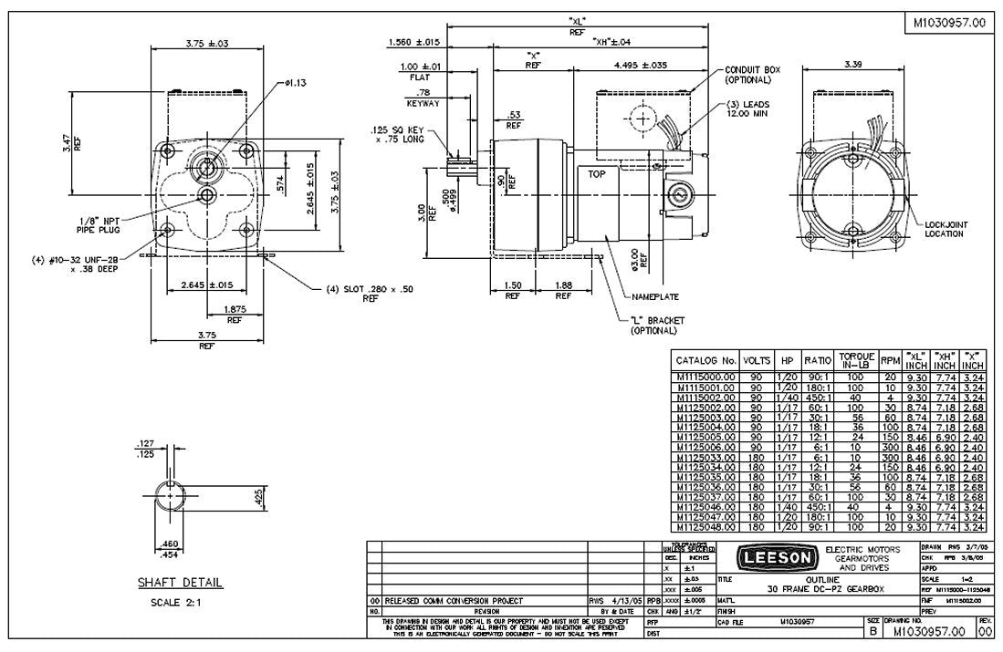 M1760021.00 Leeson | Optional Conduit Box for certain Gear Motors