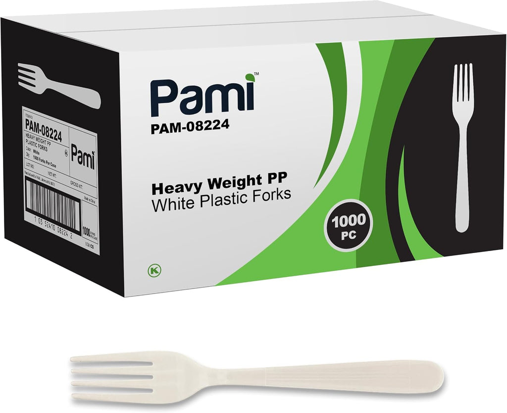 Heavy Duty Disposable Plastic Forks,White,Durable,Bulk Pack,1000 Count