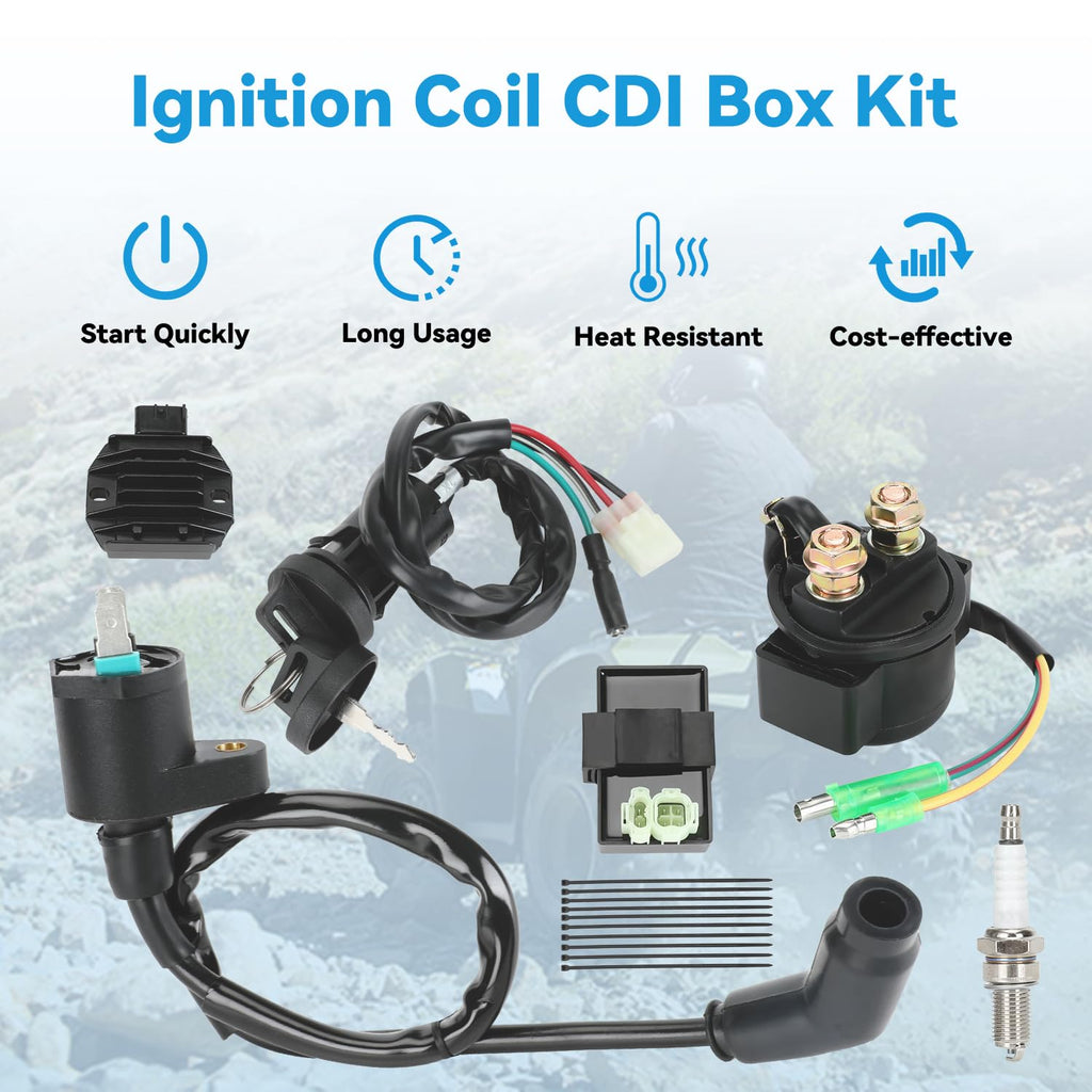 EOPOAYI Recon 250 Ignition Coil Starter Solenoid Relay for Fourtrax 200 ATV