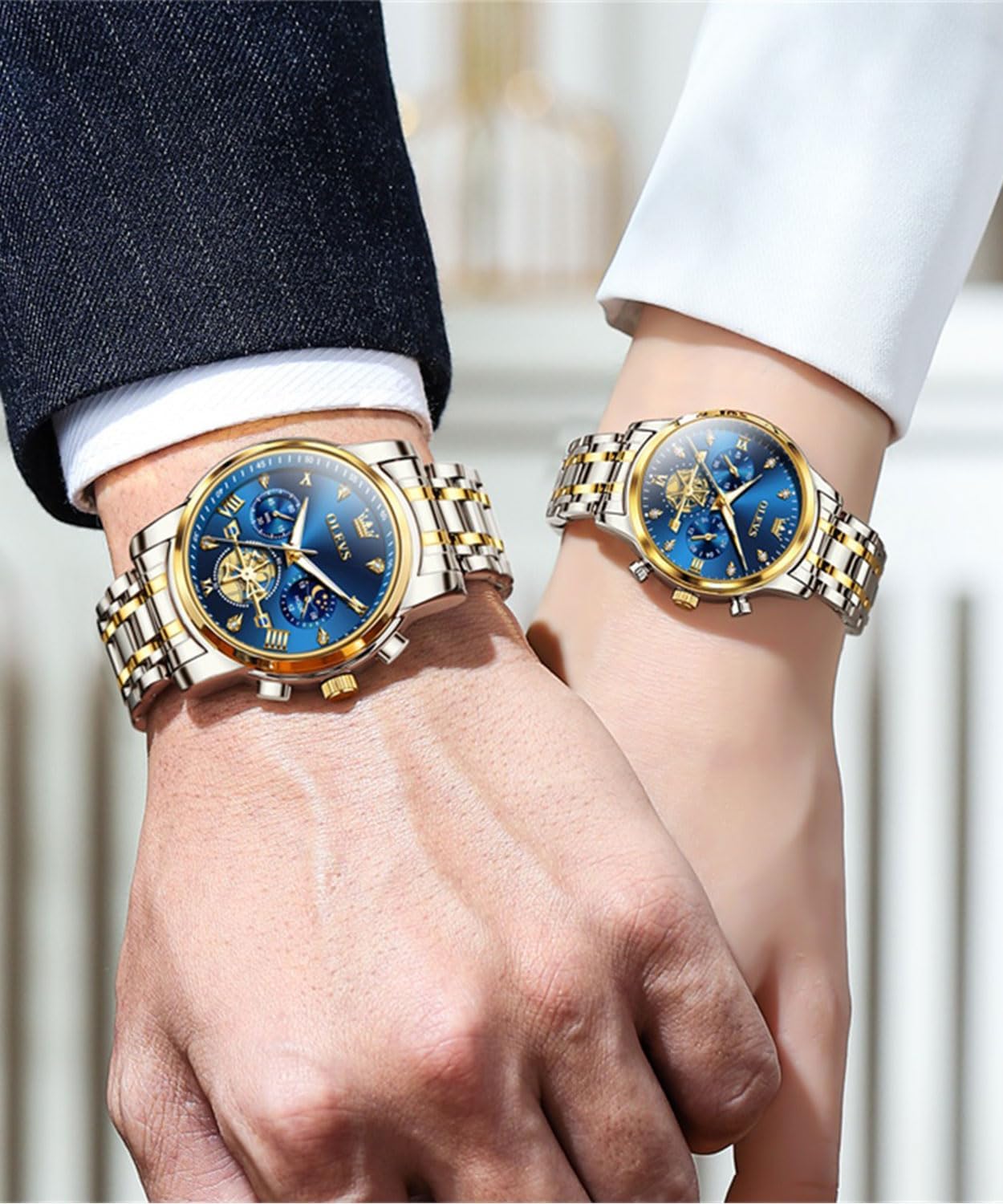 Couple Watch His and Her Set Matching Watch Mens Womens Diamond Romantic Valentine’s Day