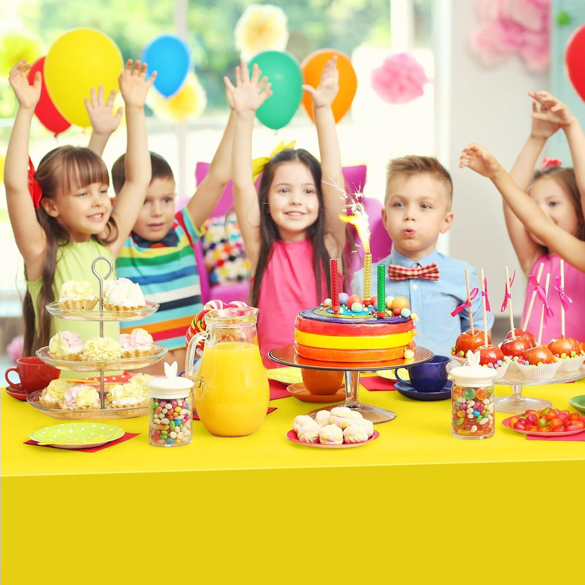6Pc Plastic Table Cloth Disposable Tablecloth for Rectangle Tables
