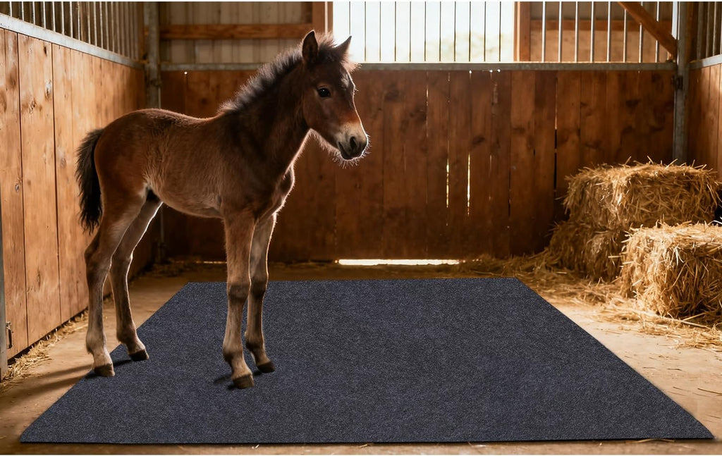 Under Horse/Stable Mats，8 x 10 FT Horse shed floor mat——Backing prevents liquid penetration,Duty Stall Mats for Floor