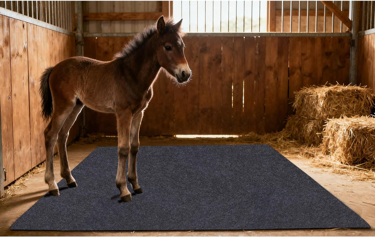 Under Horse/Stable Mats，8 x 10 FT Horse shed floor mat——Backing prevents liquid penetration,Duty Stall Mats for Floor