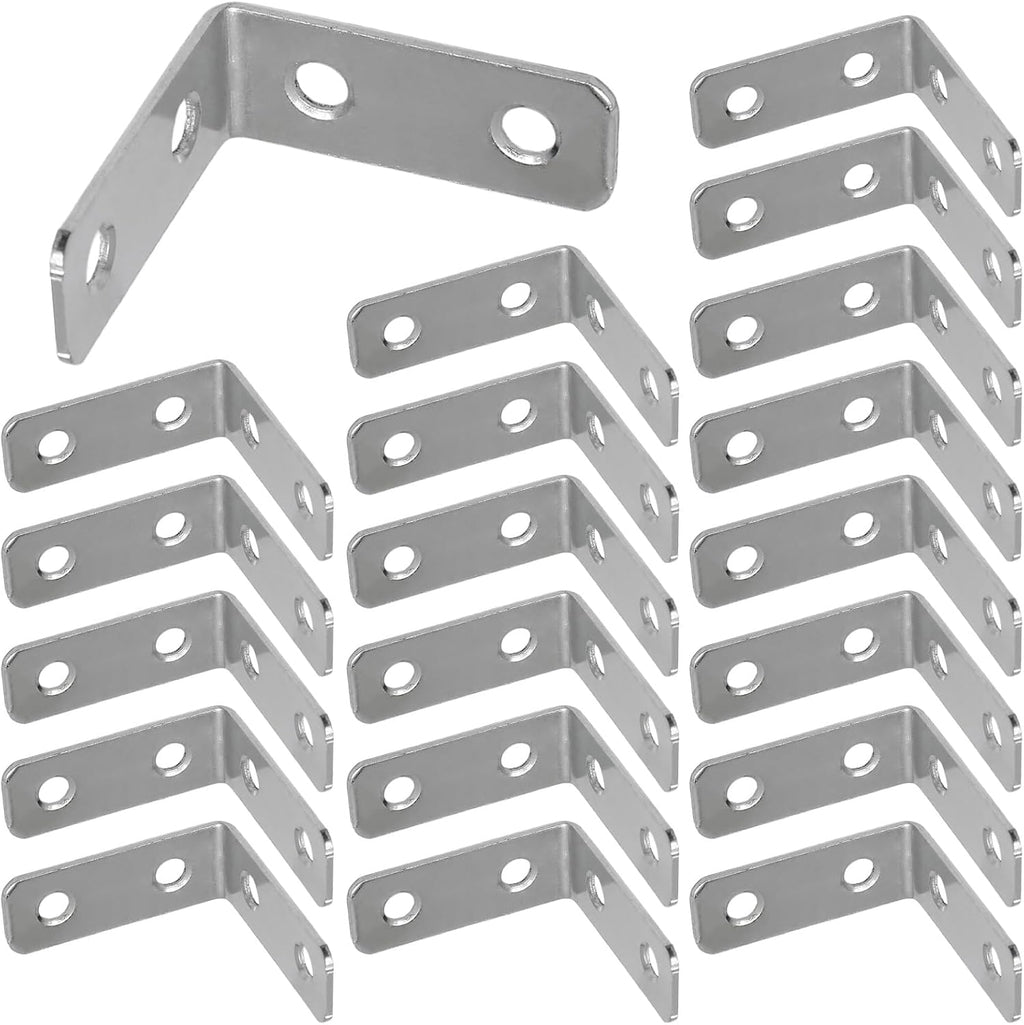 L Bracket Corner Braces 1.5 Inch, Zinc Plated, 20PCS