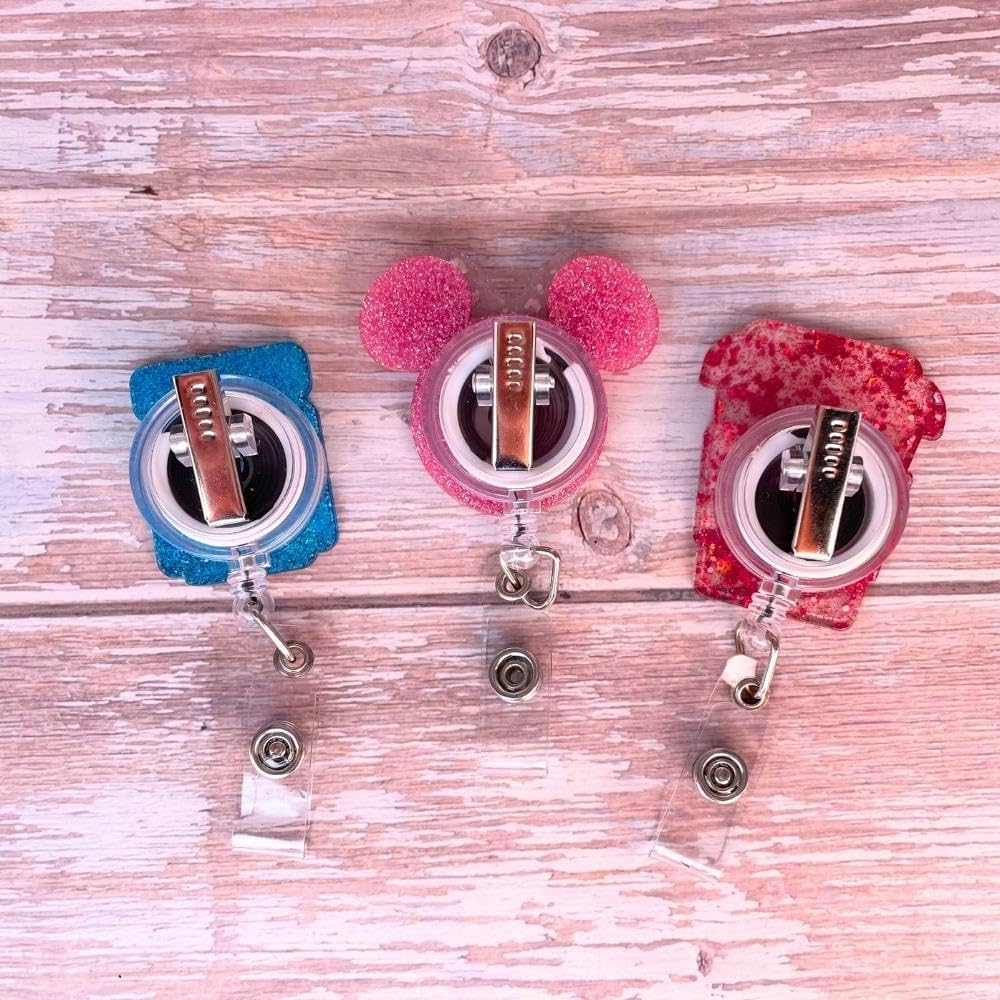 3 PC Nurse Badge Reel Cute Funny Pink Name Tag ID Clip Retractable Holder for Nurses Medical Assistant Accessories
