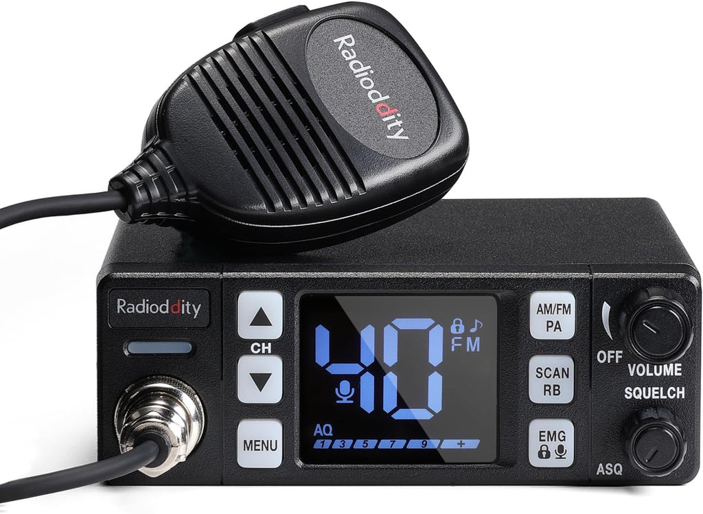 CB-606 CB Radio AM/FM/PA, 40 Channels, 4W, 40 Channel, VOX | Compact Mobile Transceiver 2.2" LCD, Emergency Channels