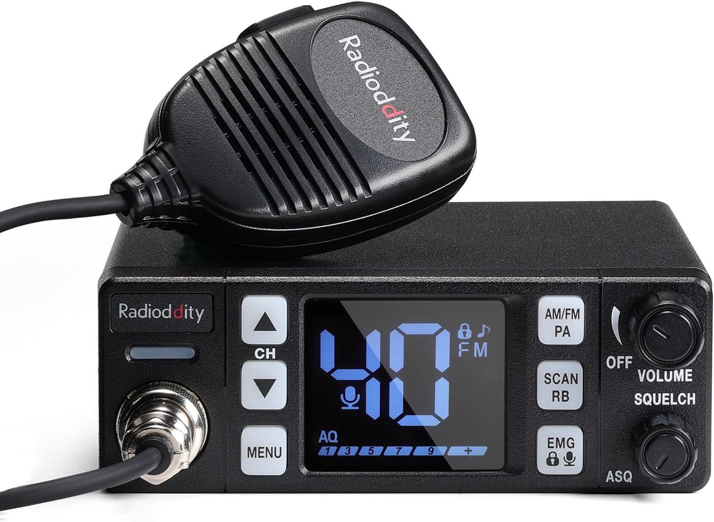 CB-606 CB Radio AM/FM/PA, 40 Channels, 4W, 40 Channel, VOX | Compact Mobile Transceiver 2.2" LCD, Emergency Channels