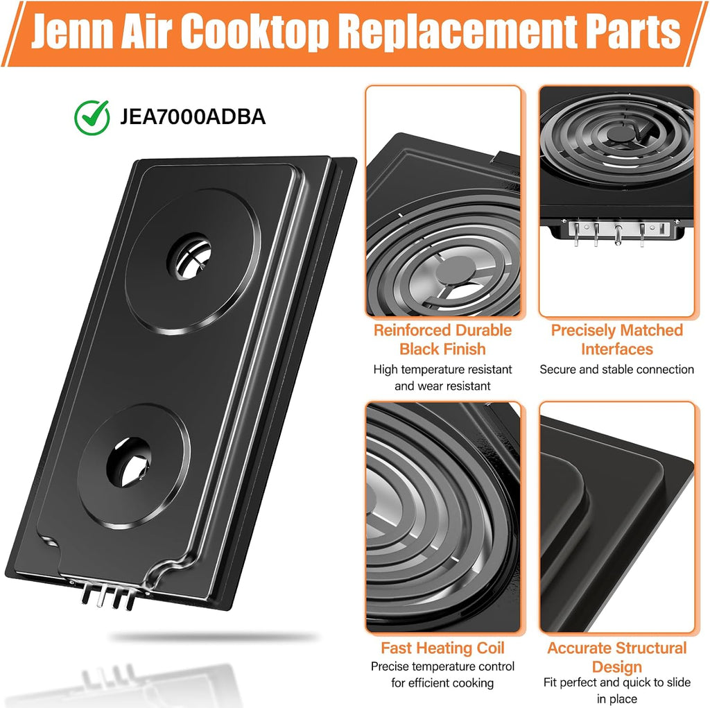Upgraded JEA7000ADBA Coil Element Cartridge Compatible with Jenn Air Cooktop Replacement Parts Range Stove Cartridge For Whirlpool Electric Burner Cartridge JEA7000ADB With Drip Pans