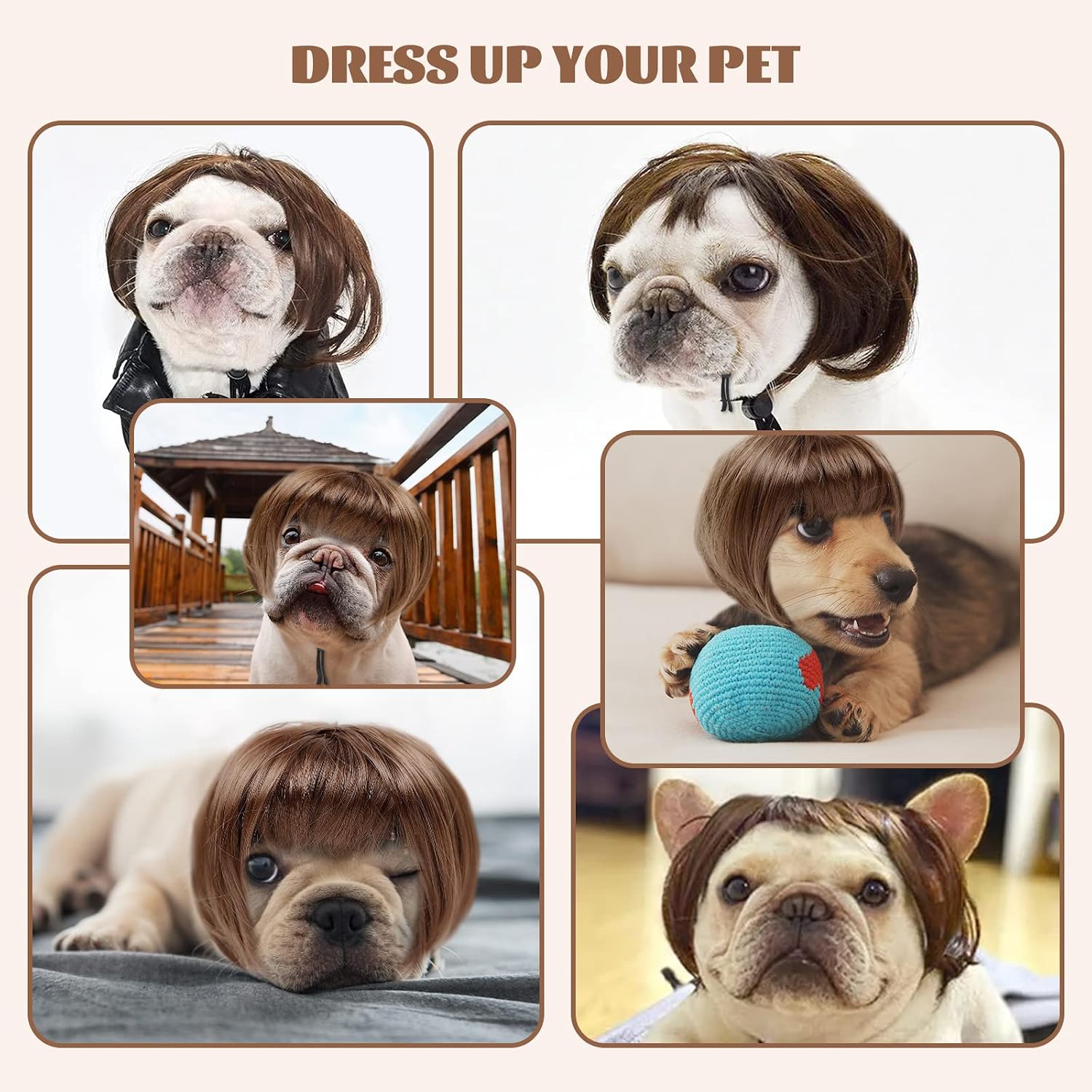 Dog Costume Cat Apparel Dog Toys Curly Braids Headgear Wigs Styling Cute Funny Pet Hair Accessories Decoration for