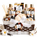 Spa Gift Basket for Women, Coconut & Vanilla 12-Piece Bath Gift Set with Shower Gel, Shampoo, Bubble Bath, Diffuser