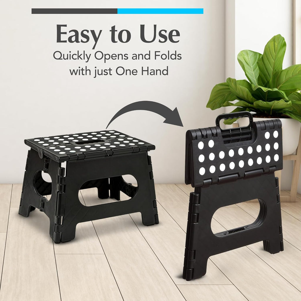 Folding Step Stool - Sturdy Enough Collapsible Stool to Support Adults - Opens Easy with One Flip - Great for