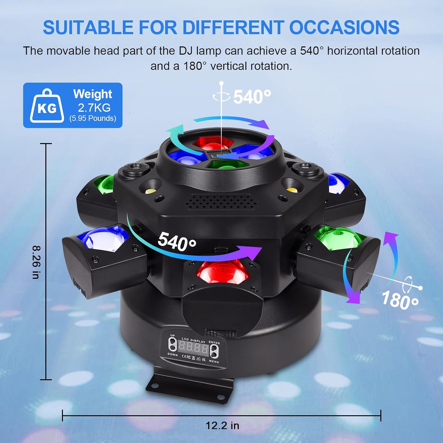 Moving Head DJ Lights 150W RGBW, 6-Arm Party Stage Light with Remote | 150W RGBW 6-arm beams, DMX-512 &