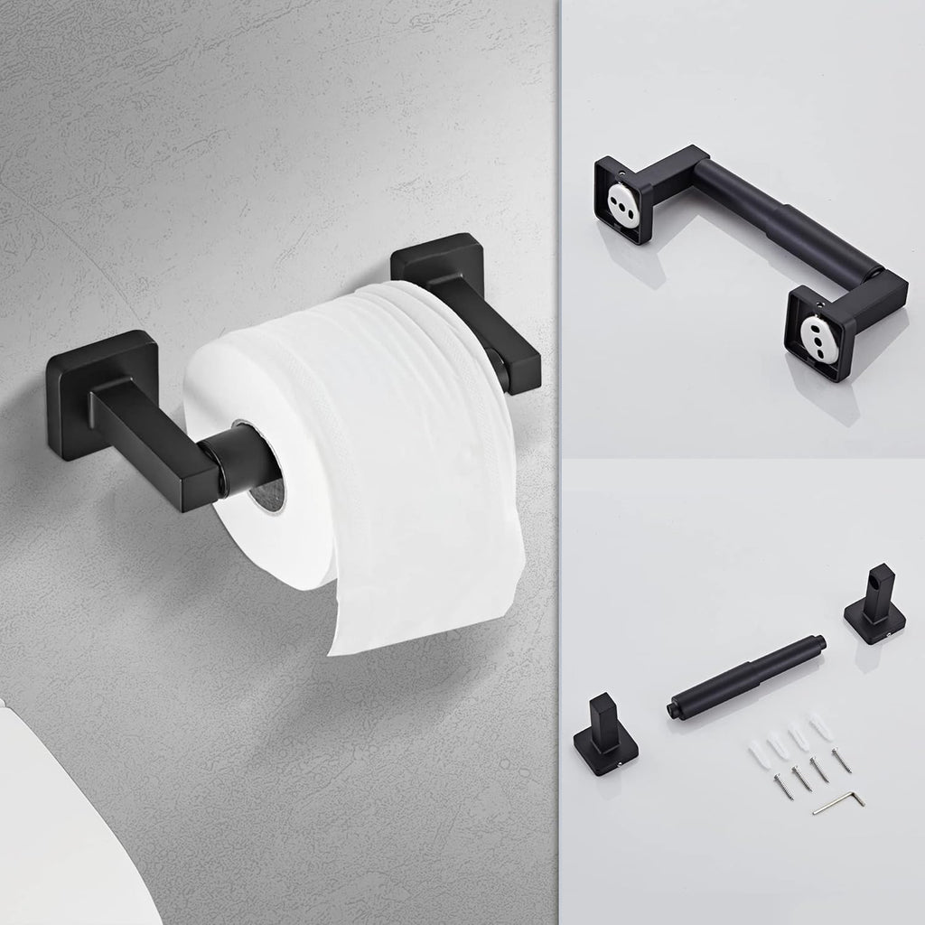 Matte Black Bathroom Hardware Set 4 Pieces,Bathroom Accessories Set Stainless Steel Wall Mounted, Hand Towel Bar