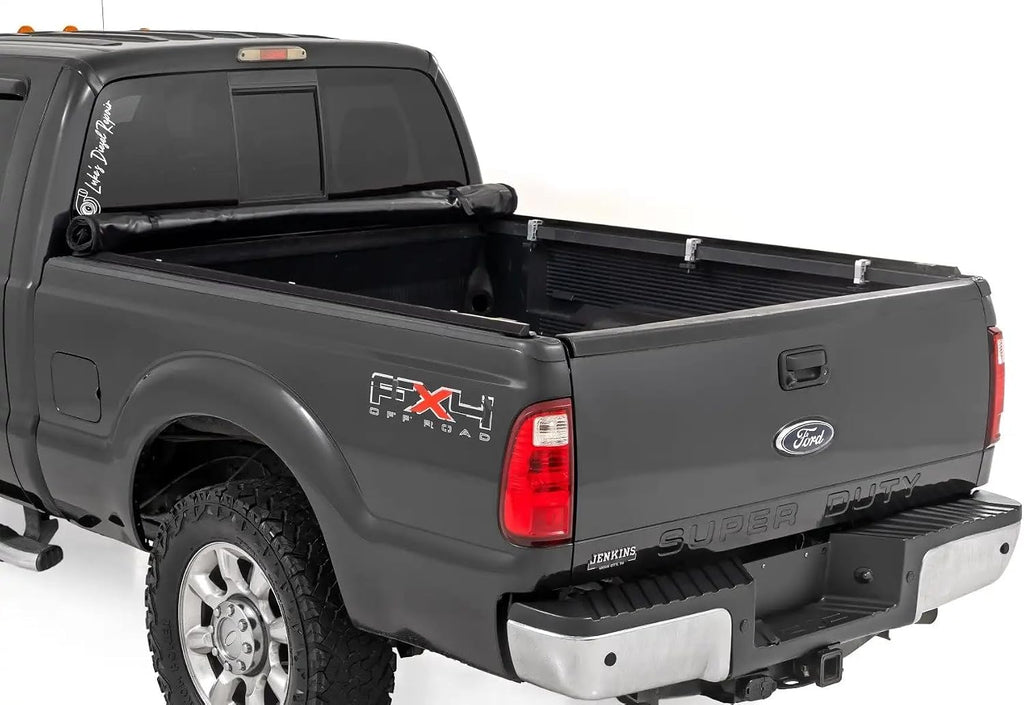 Rough Country Soft Roll Up Truck Bed Tonneau Cover for Ford F250/350 Super Duty (1999-2016) - Fits 6'10 (82") Bed, Weatherproof Bed Cover