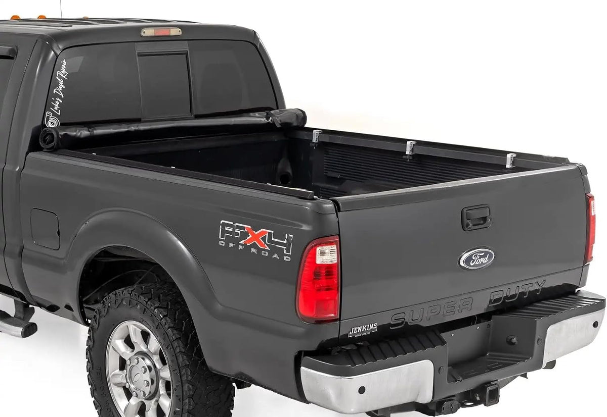 Rough Country Soft Roll Up Truck Bed Tonneau Cover for Ford F250/350 Super Duty (1999-2016) - Fits 6'10 (82") Bed, Weatherproof Bed Cover