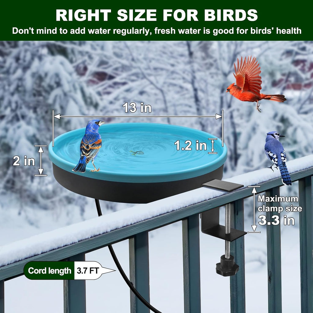 Heated Bird Bath for Outdoors for Winter, 3 Easy Ways to Mount Detachable Bird Bath Bowl, 75W Heated Bird Baths with