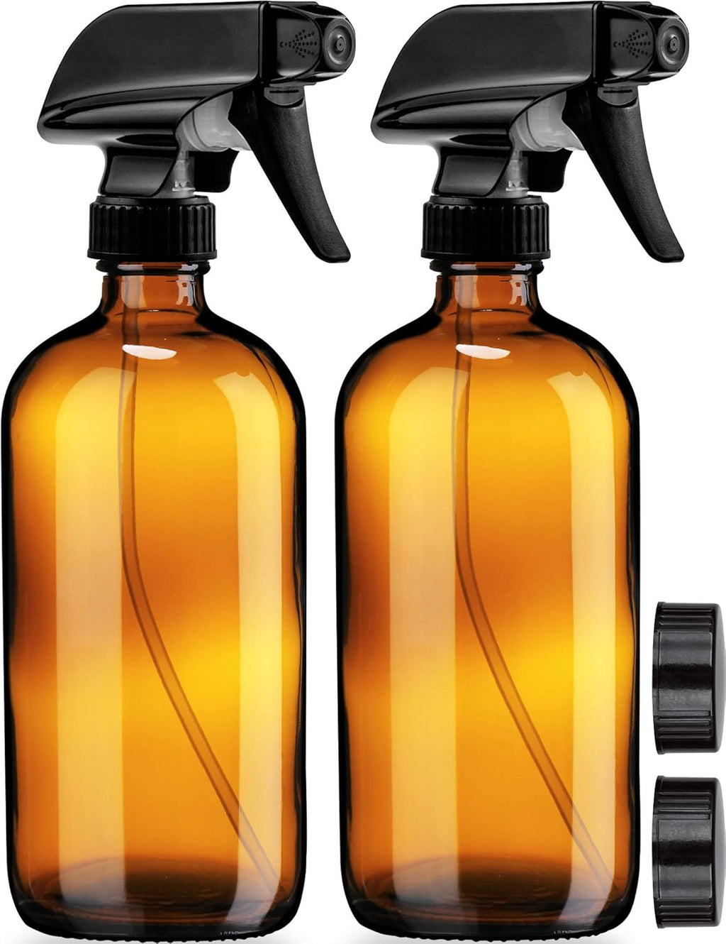Empty Amber Glass Spray Bottles - 2 Pack - Large 16oz Refillable Bottle for is Great for Essential Oils, Plants