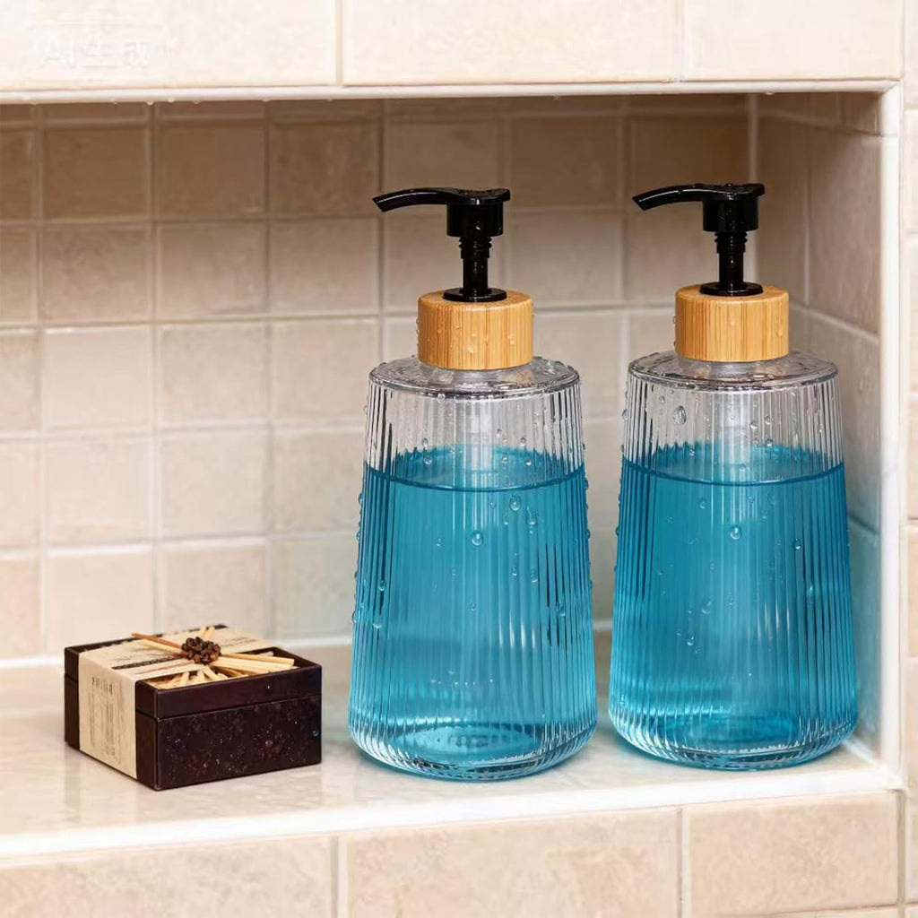 Glass Soap Dispenser, Thickened Glass Hand Soap Dispenser for Bathroom, Kitchen Dish Washing Liquid Bottles, Shampoo