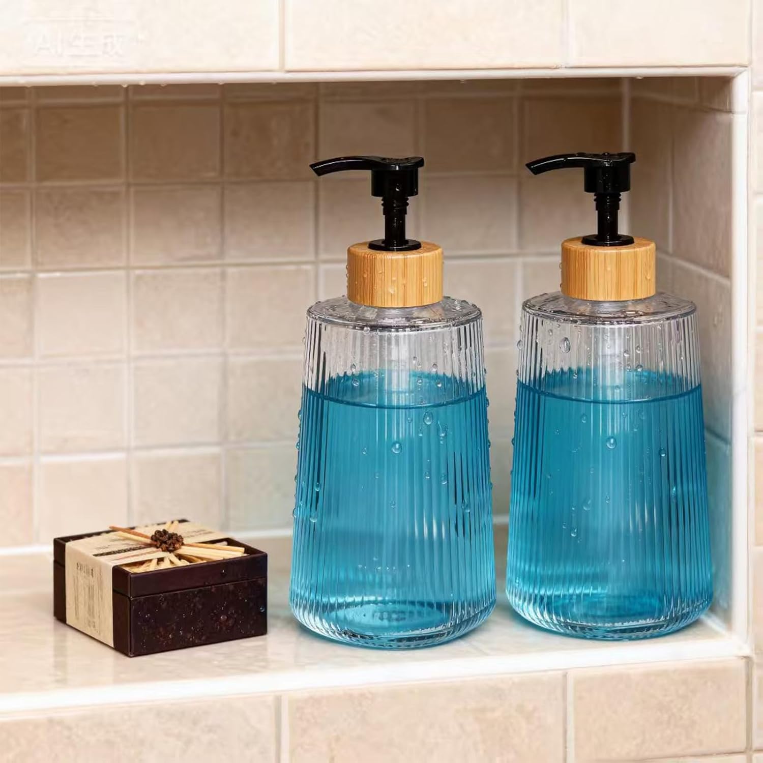 Glass Soap Dispenser, Thickened Glass Hand Soap Dispenser for Bathroom, Kitchen Dish Washing Liquid Bottles, Shampoo