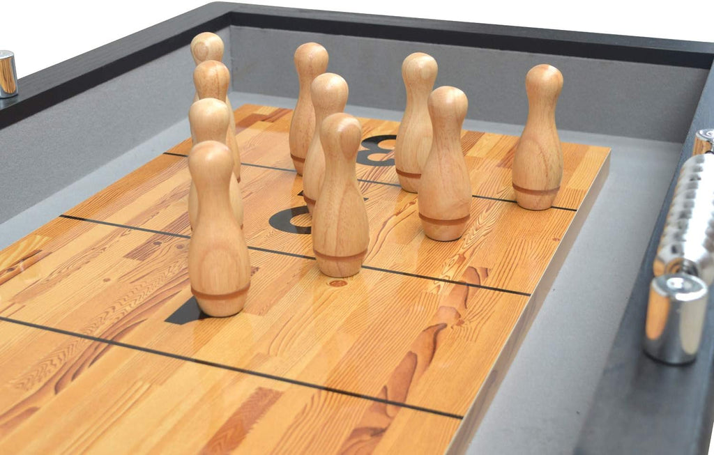 Shuffleboard Bowling Pin Set with 10 Pcs Bowling Pins Durabel Triangular Pinsetter Resin Bowling Ball and Carrying Bag