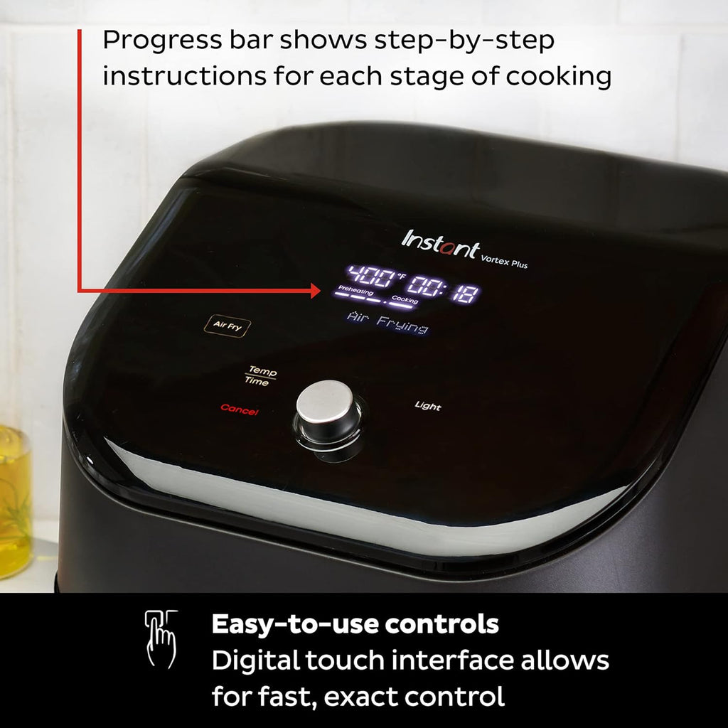 Vortex Plus 6QT ClearCook Air Fryer, Clear Windows, Custom Program Options, 6-in-1 Functions, Crisps, Broils, Roasts