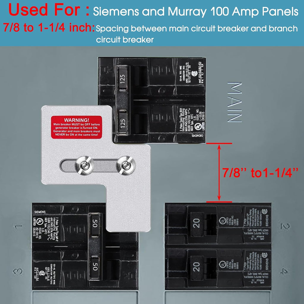 Generator Interlock Kit for Siemens 100 Amp or Murray 100 Amp Panels