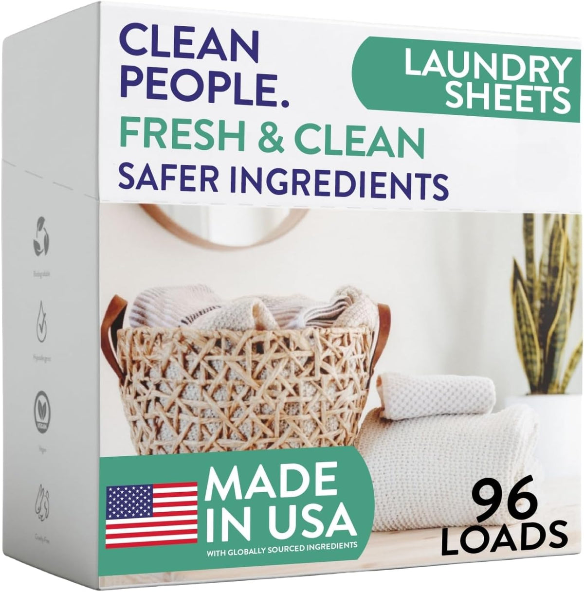 Laundry Detergent Sheets - Laundry Soap - Ultra Concentrated, Recyclable Packaging, Stain Fighting - Fresh Scent, 96