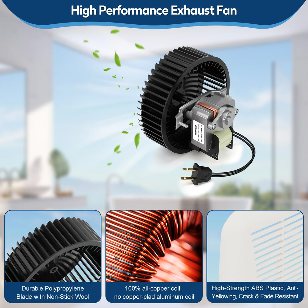 BKR60 Bathroom Exhaust Fan Motor and Grille Cover Kit Replacement