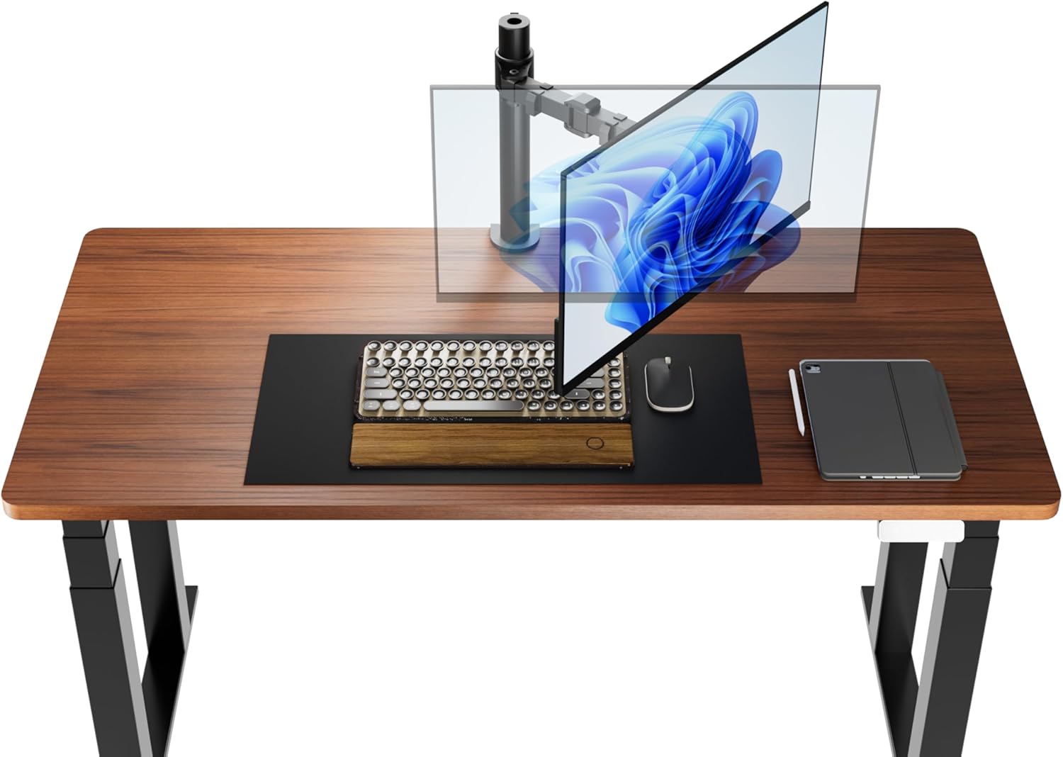 Single Computer Monitor Stand with Cable Management, Height Adjustable VESA Desk Arm Mount, Fully Adjustable Tilt and