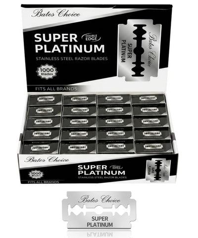 Bates- Double Edge Razor Blade, 1000 Pack, Silver, Stainless Steel, Shaving Blades for Men