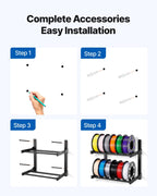 Wall Mount Printer Filament Storage Rack, 2-Tier Wall Bracket Storage Shelf, Rolling Filament Spool Holders Racks