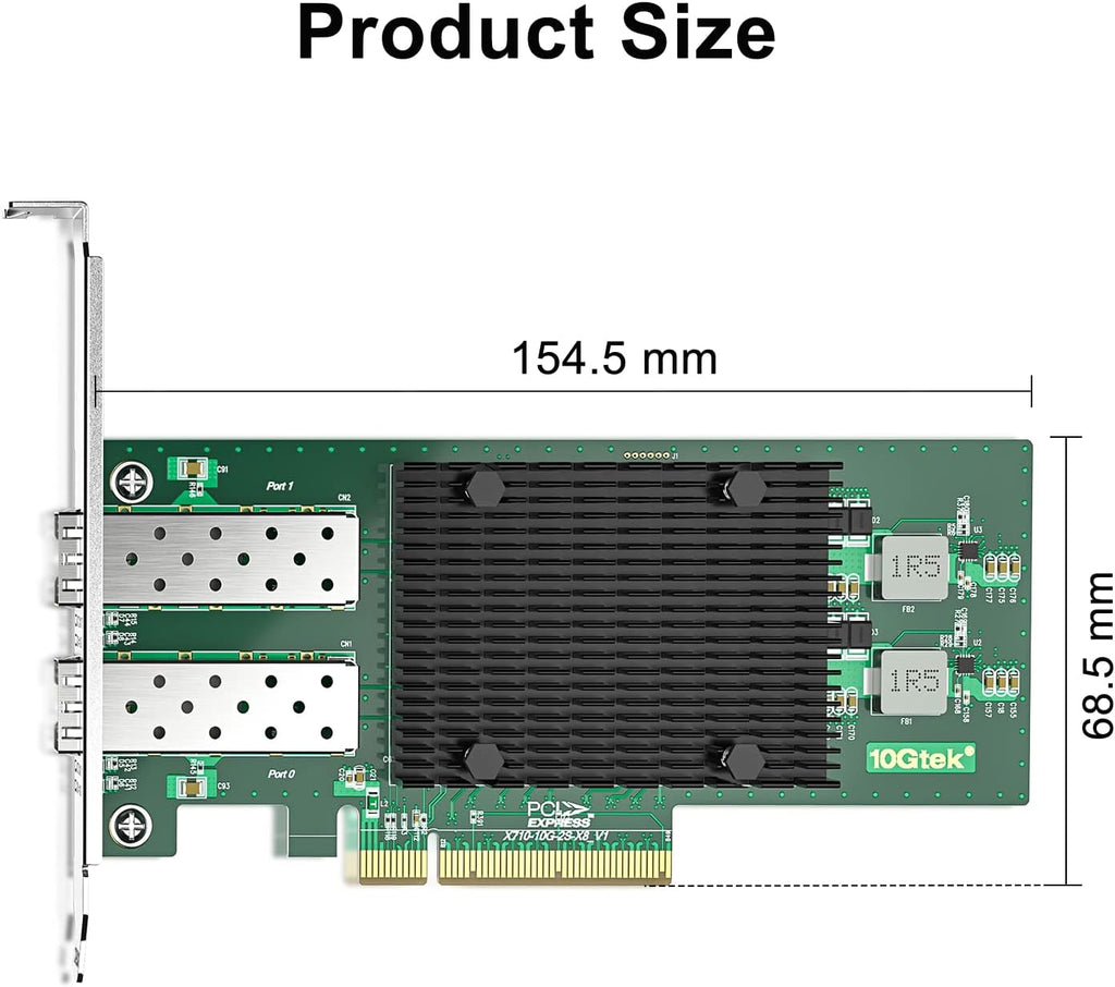 10Gtek 10Gb PCIe‌ SFP+ NIC Network Card, Compare to Intel X710-DA2