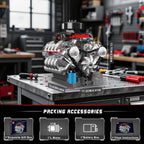 10171 V8 Engine Model Kit, Mini V8 Engine Kits that Runs, Build Your Own Car Model Engine with Motor, Collectible