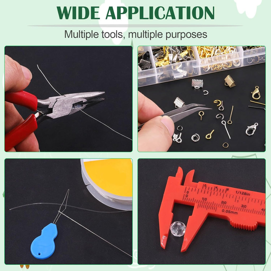 1489Pcs Jewelry Making Tools with Findings Set Includes Jewelry Pliers, Cord End, Jump Rings, Lobster Clasps, Beading
