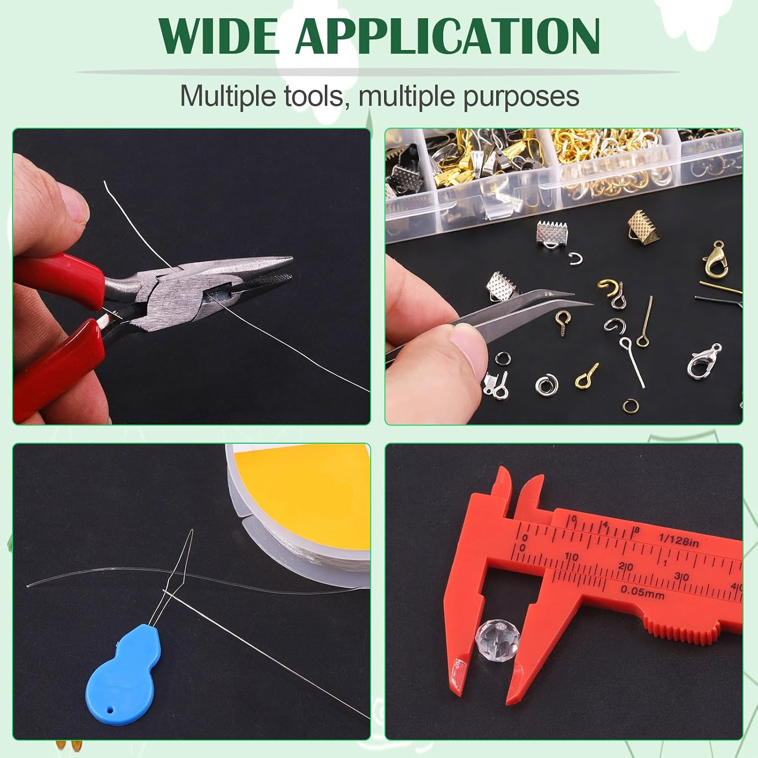 1489Pcs Jewelry Making Tools with Findings Set Includes Jewelry Pliers, Cord End, Jump Rings, Lobster Clasps, Beading