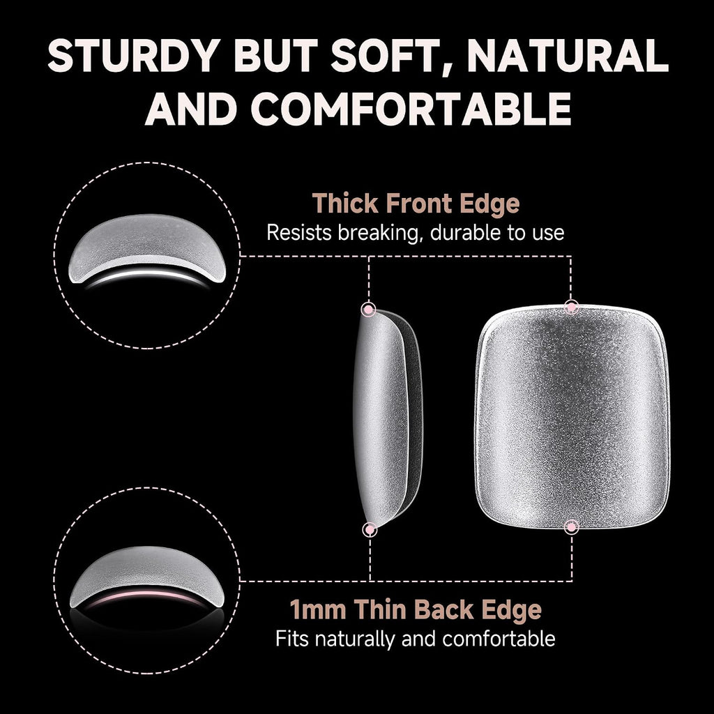Toe Nail Tips Square Full Cover 216Pcs Squoval Double Matte