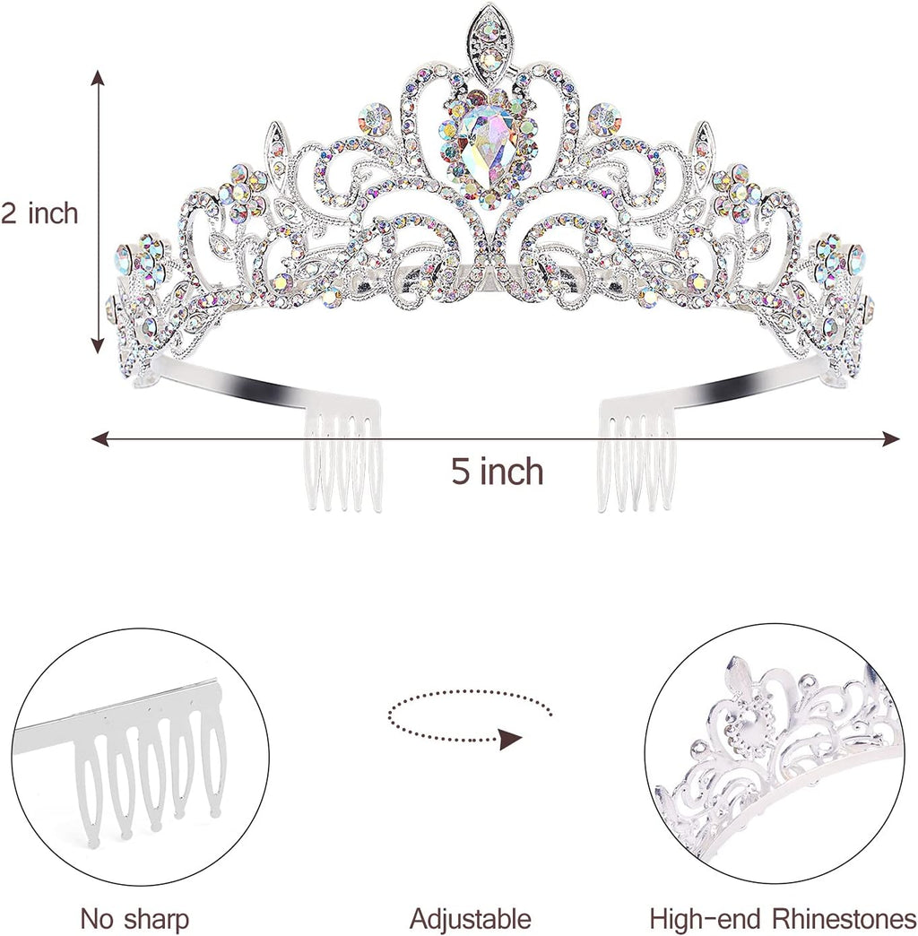 Birthday Queen Tiaras Crown for Women, Girls Princess Crowns for Women, Queen Tiara for Mom, Silver Birth Crown