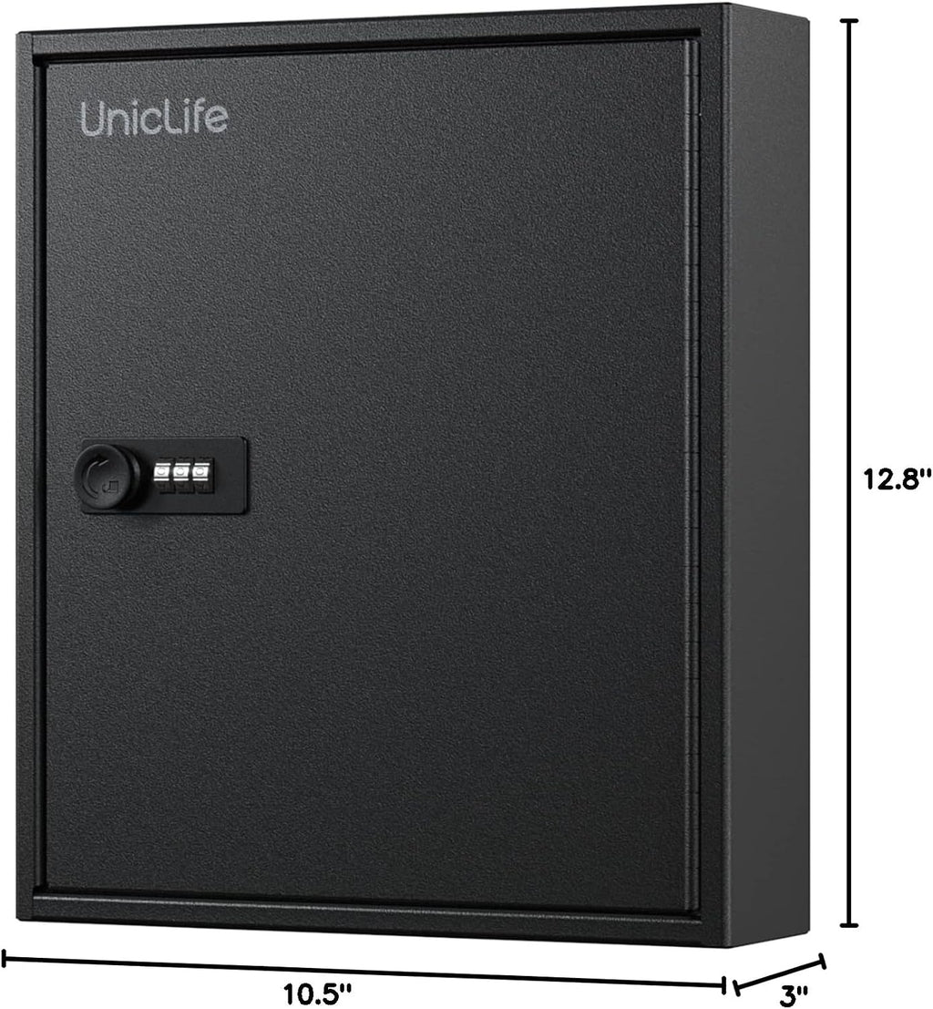 60 Position Slotted Key Cabinet with Combination Lock Resettable Black Digital Security Storage Box Steel Key