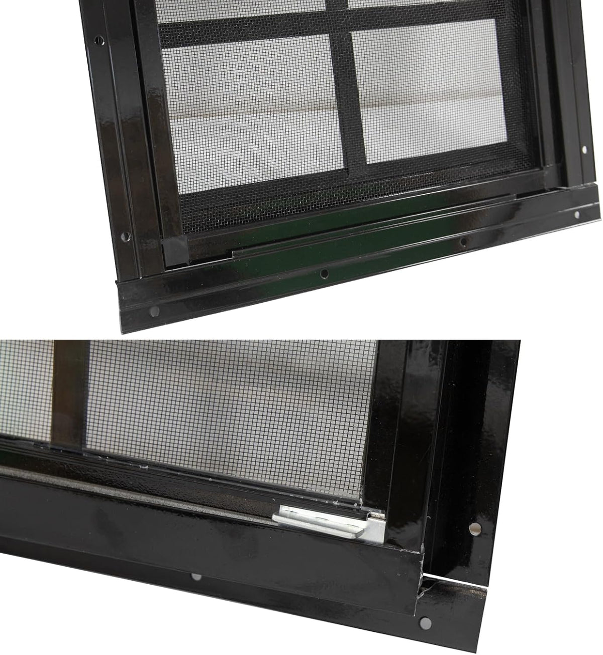 2 Pack Shed Windows with Black Frame, 18x 23 Flush Mount Small Window with Tempered Glass and Fiberglass Screen for