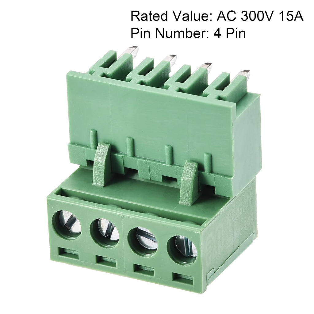uxcell 4-Pin 5.08mm Pitch Right Angle PCB Screw Terminal Block Connector 20 Sets