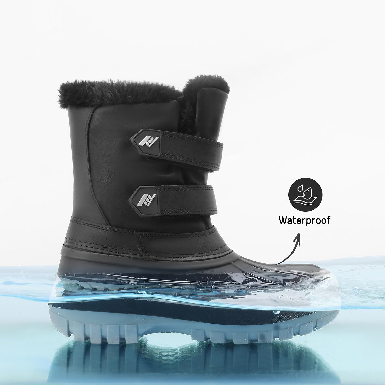 Unisex Snow Waterproof Winter Boots | Warm Faux Fur Lined Outdoor Secure Grip Anti Slip Outsole Easy Wear Windproof
