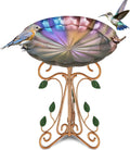 Metal Bird Bath for Outside, Birdbaths Bowl with Cast Iron Pedestal