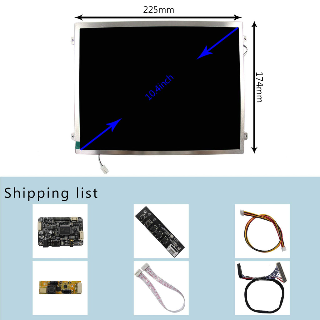 VSDISPLAY 10.4" 1024X768 IPS LCD Display with H/D Controller Board