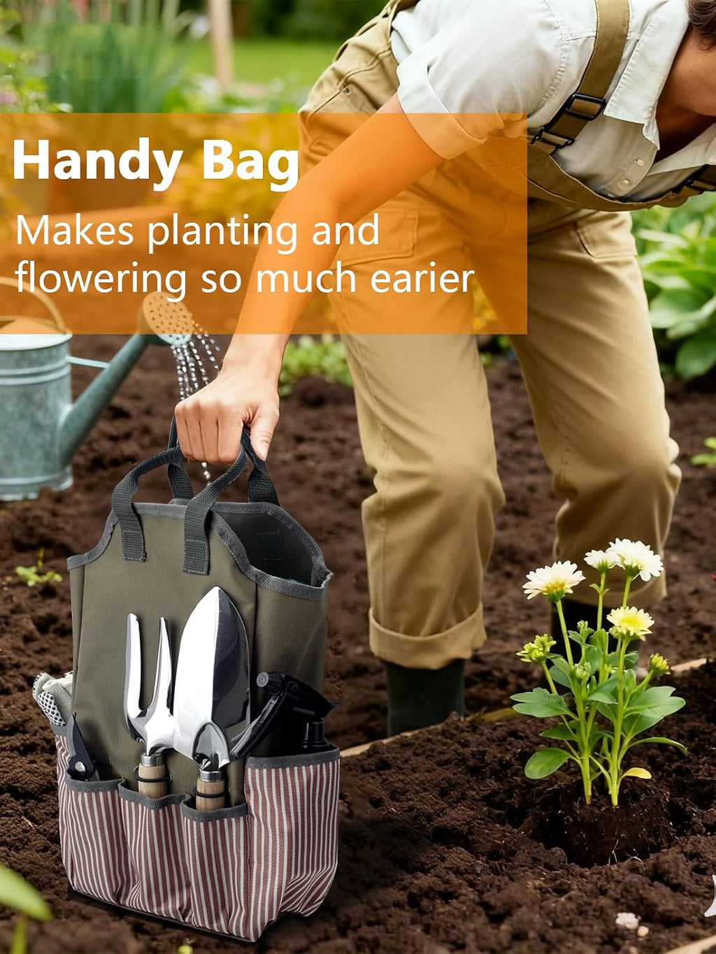 Garden Tools Set – 11-PCs Heavy Duty Gardening Kit, Stainless Steel Tools with Wooden Handles, Canvas Tote Bag