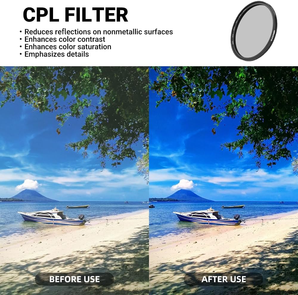 82mm UV/CPL/ND Lens Filter Kit (3 Pieces),Multi-Coated UV Protector, CPL Polarizing and ND2-ND400 Neutral Density
