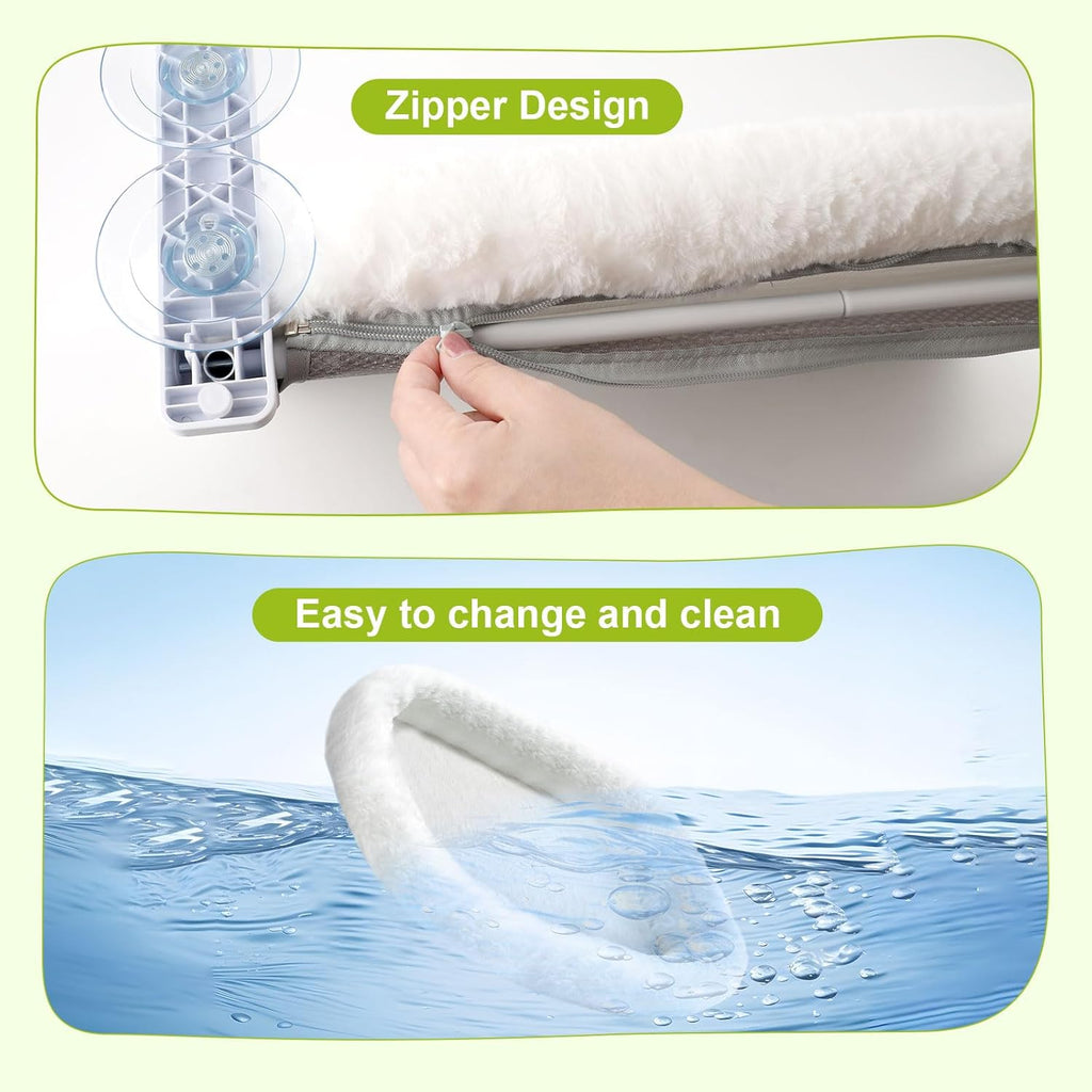 Cat Window Perch, Cordless Cat Hammock, Foldable Cats Window Bed for Large Cats with 4 Strong Suction Cups, Solid