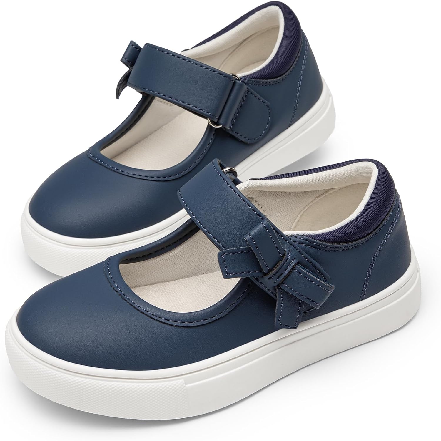 Girls Mary Jane Shoes Kids School Uniform Flats | Girls Mary Jane Sneakers, Hook-And-Loop, Easy On/Off, Safe