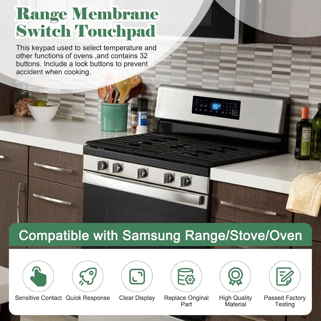 Upgrade DG34-00025A Range Membrane Switch Touchpad Compatible with Samsung Range Oven NX58F5300SS/AA, NX58F5500SB/AA, NX58F5500SS/AA, Replace AP5800759, PS8764897